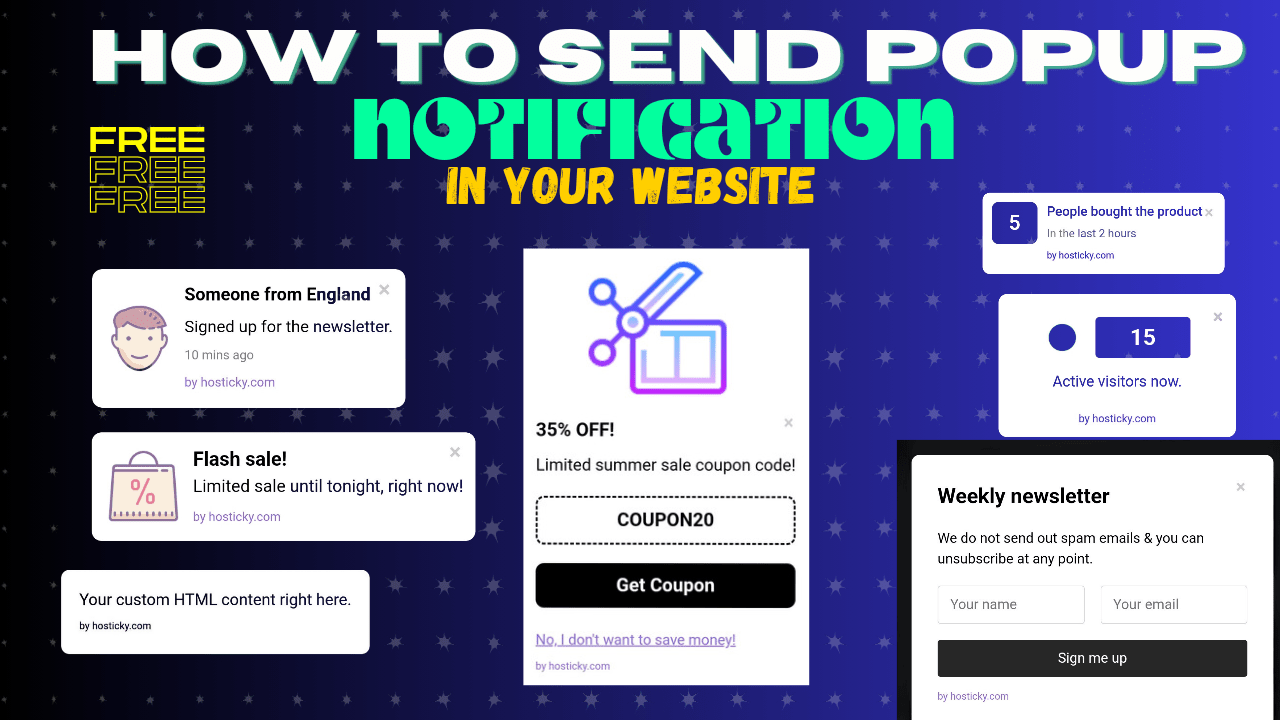 how to send popup notification in website